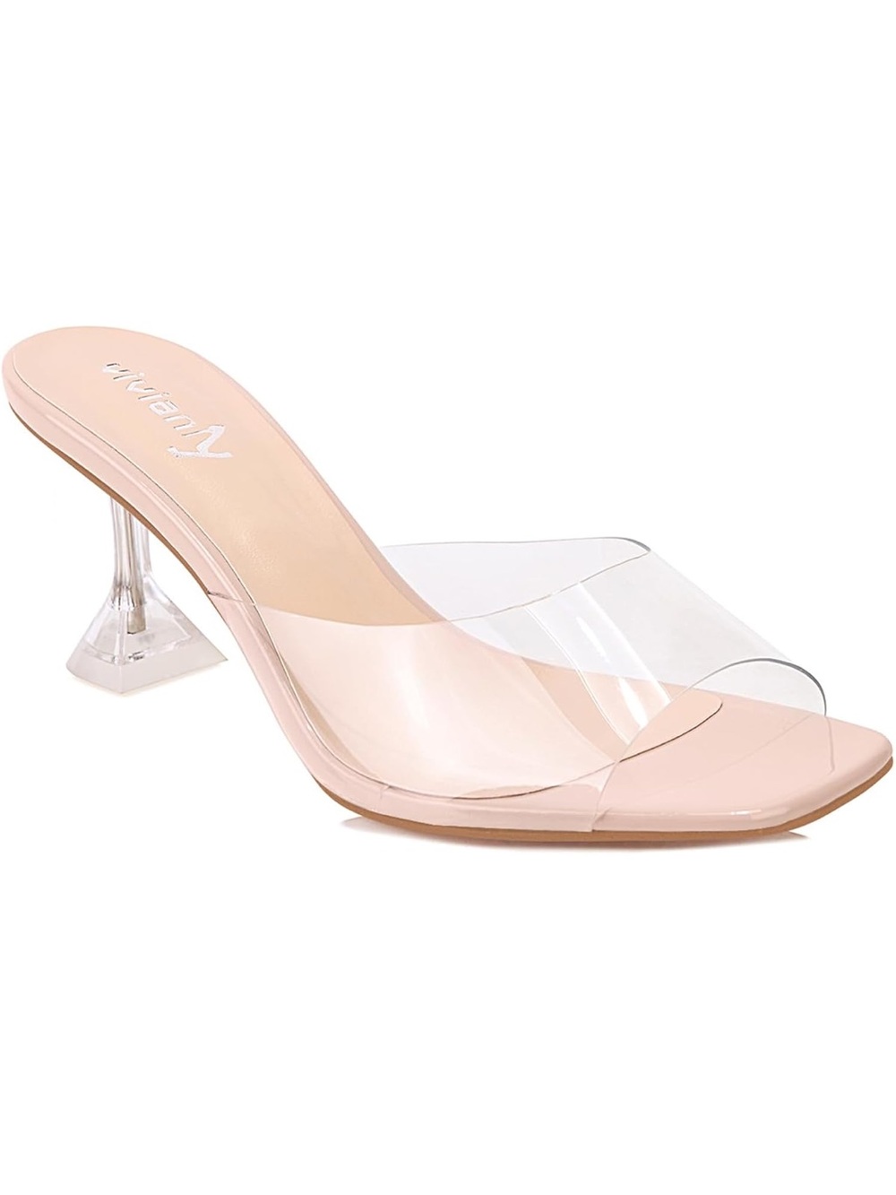 Vivianly Clear Strap Nude kitten heels 👠